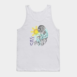 Tribal line Art Jellyfish / Baybayin word Hiraya (Imagination) Tank Top